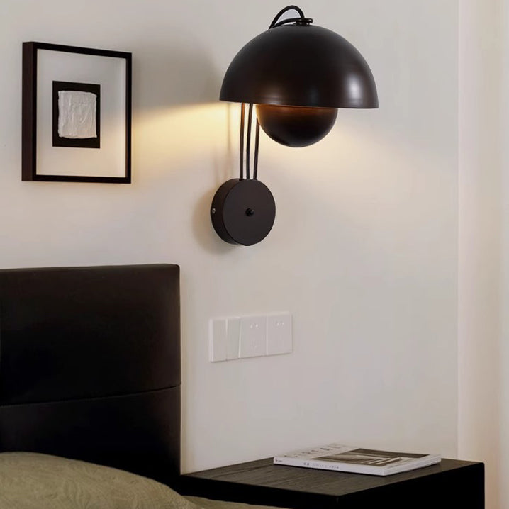 Traditional Rustic Dome Iron 1-Light Wall Sconce Lamp
