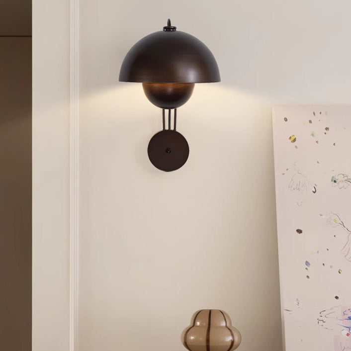 Traditional Rustic Dome Iron 1-Light Wall Sconce Lamp