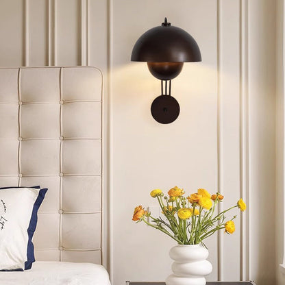 Traditional Rustic Dome Iron 1-Light Wall Sconce Lamp