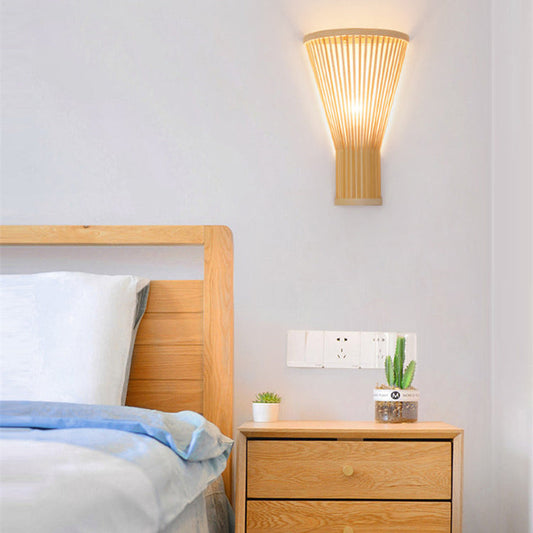 Chinese Trapezoid Bamboo 1-Light Wall Sconce Lamp