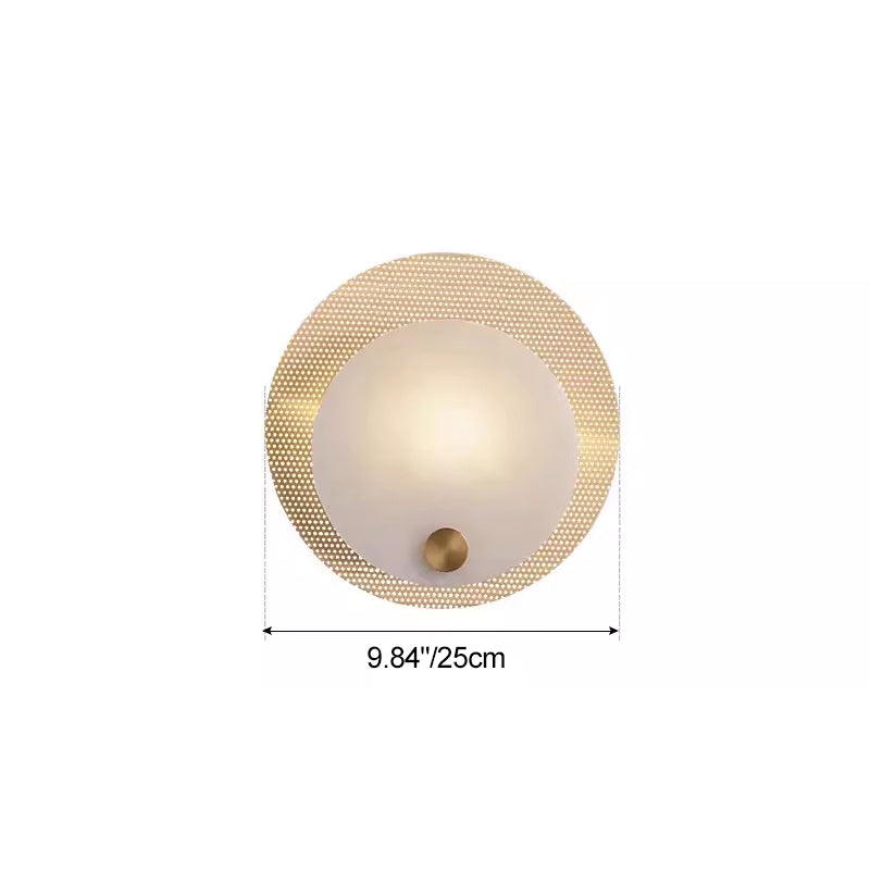 Traditional Round Copper Marble 1-Light Wall Sconce Lamp