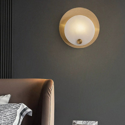 Traditional Round Copper Marble 1-Light Wall Sconce Lamp