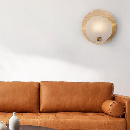 Traditional Round Copper Marble 1-Light Wall Sconce Lamp