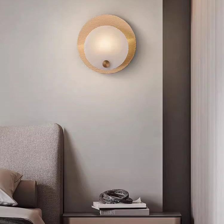 Traditional Round Copper Marble 1-Light Wall Sconce Lamp