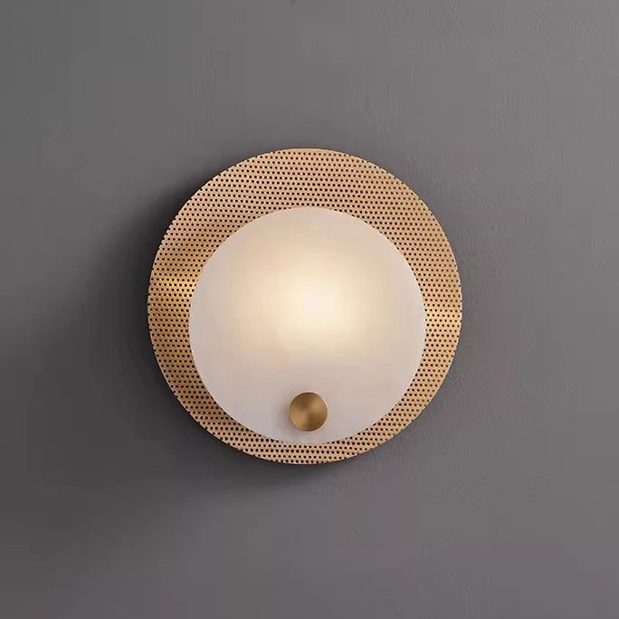 Traditional Round Copper Marble 1-Light Wall Sconce Lamp