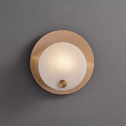 Traditional Round Copper Marble 1-Light Wall Sconce Lamp