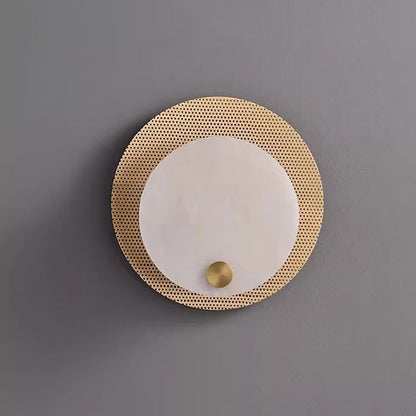 Traditional Round Copper Marble 1-Light Wall Sconce Lamp