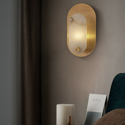 Modern Luxury Oval Copper Marble 1-Light Wall Sconce Lamp