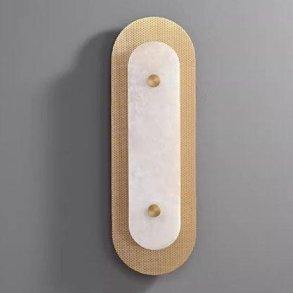 Modern Luxury Oval Copper Marble 1-Light Wall Sconce Lamp