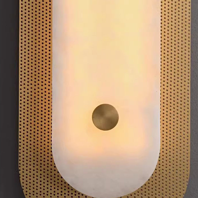 Modern Luxury Oval Copper Marble 1-Light Wall Sconce Lamp