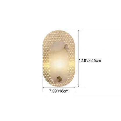 Modern Luxury Oval Copper Marble 1-Light Wall Sconce Lamp