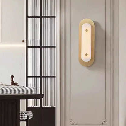 Modern Luxury Oval Copper Marble 1-Light Wall Sconce Lamp