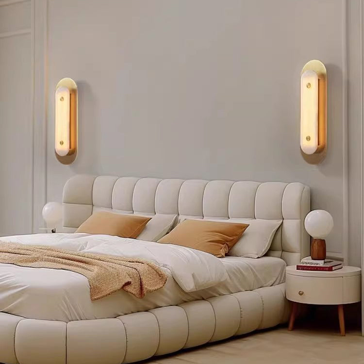 Modern Luxury Oval Copper Marble 1-Light Wall Sconce Lamp
