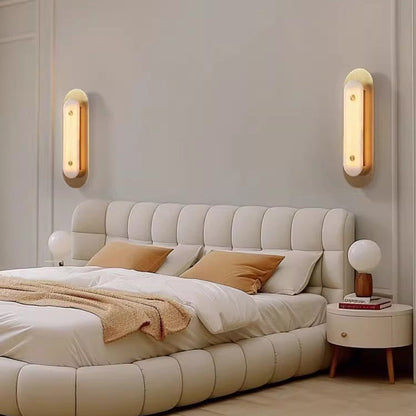 Modern Luxury Oval Copper Marble 1-Light Wall Sconce Lamp