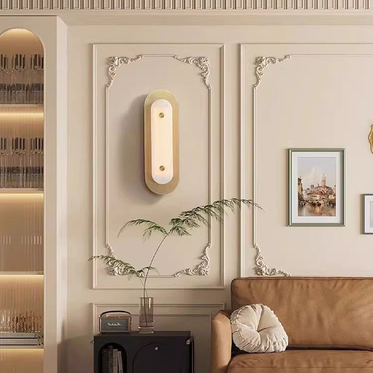 Modern Luxury Oval Copper Marble 1-Light Wall Sconce Lamp