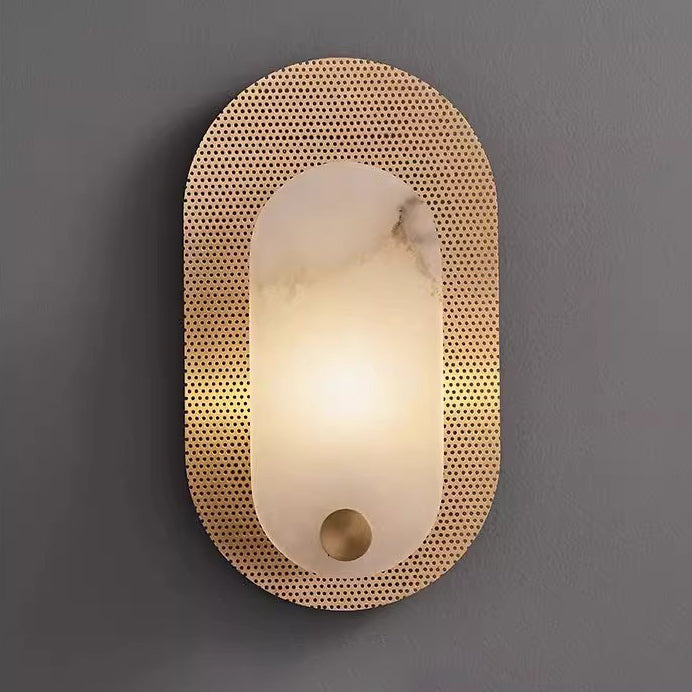 Modern Luxury Oval Copper Marble 1-Light Wall Sconce Lamp