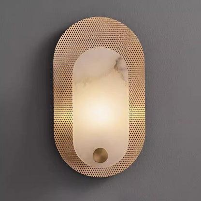 Modern Luxury Oval Copper Marble 1-Light Wall Sconce Lamp