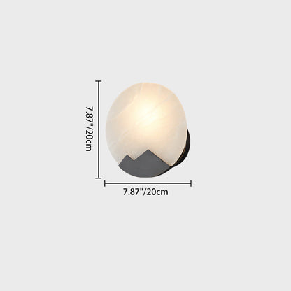 Nordic Round Copper Marble 1-Light Wall Sconce Lamp