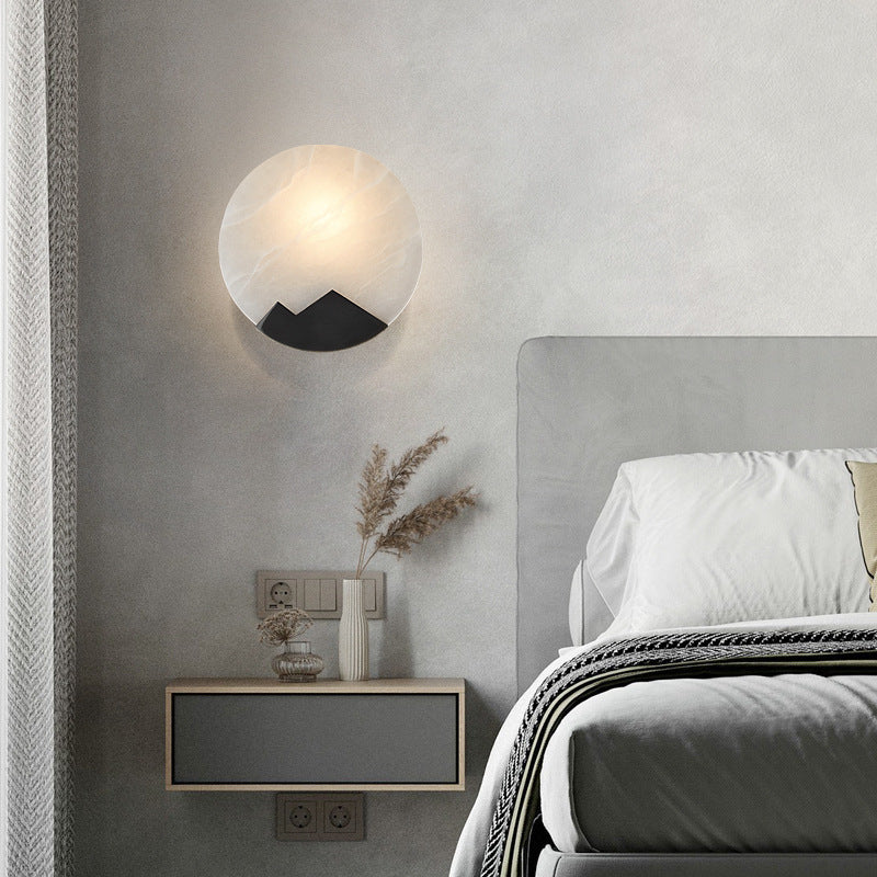 Nordic Round Copper Marble 1-Light Wall Sconce Lamp