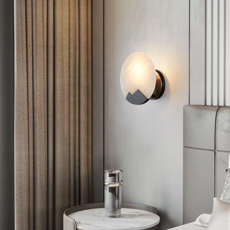 Nordic Round Copper Marble 1-Light Wall Sconce Lamp