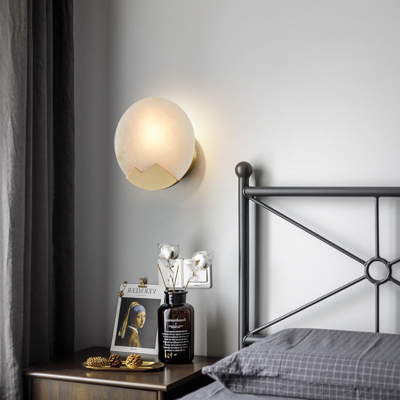 Nordic Round Copper Marble 1-Light Wall Sconce Lamp