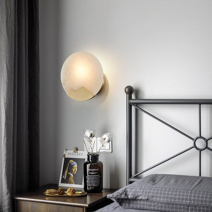 Nordic Round Copper Marble 1-Light Wall Sconce Lamp