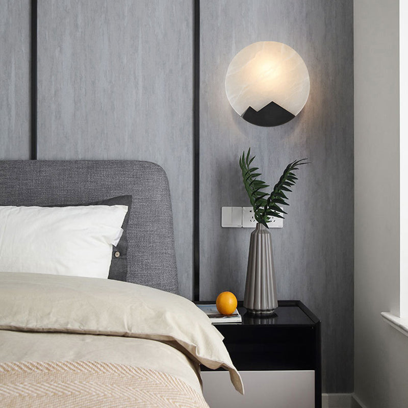 Nordic Round Copper Marble 1-Light Wall Sconce Lamp