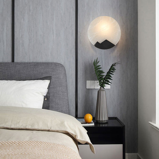 Nordic Round Copper Marble 1-Light Wall Sconce Lamp