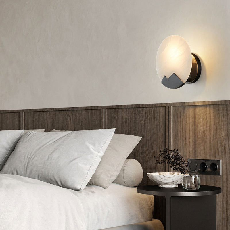 Nordic Round Copper Marble 1-Light Wall Sconce Lamp