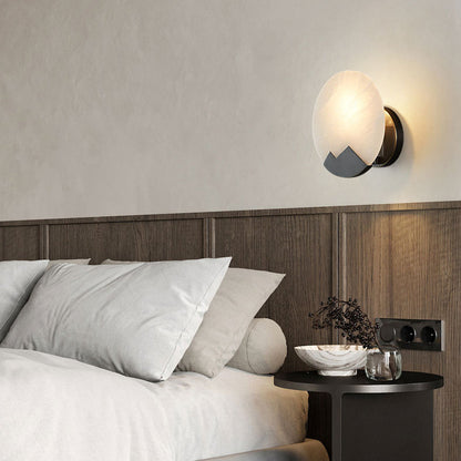 Nordic Round Copper Marble 1-Light Wall Sconce Lamp