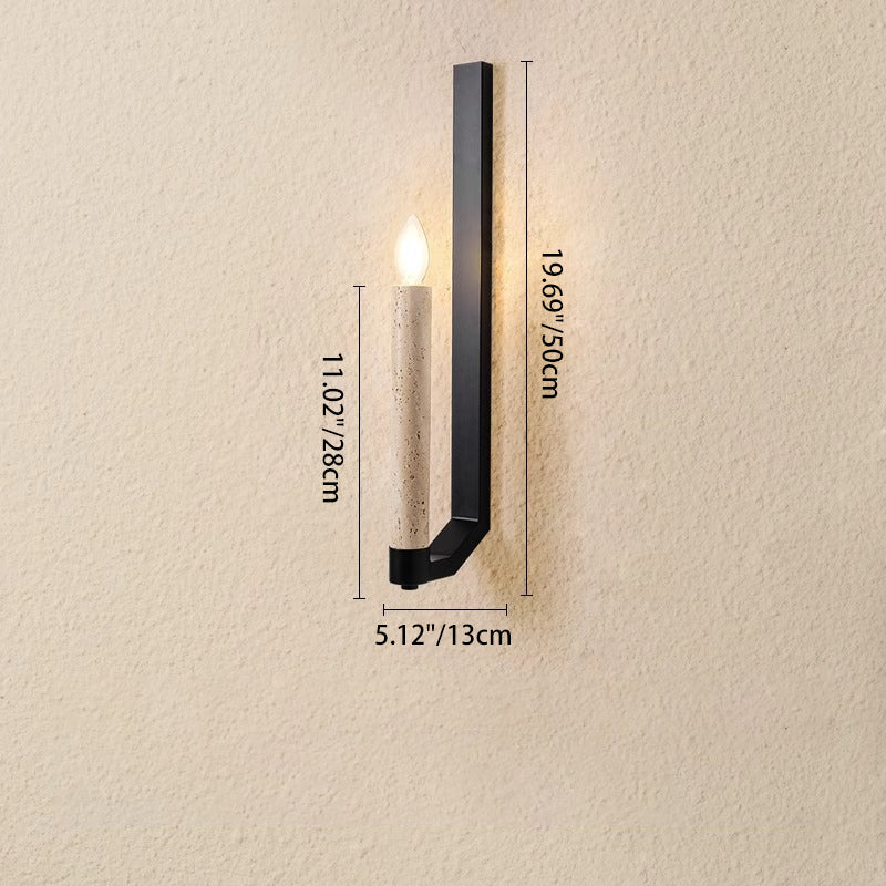 Candle Yellow Travertine Iron 1-Light Wall Sconce Lamp