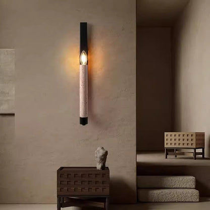 Candle Yellow Travertine Iron 1-Light Wall Sconce Lamp