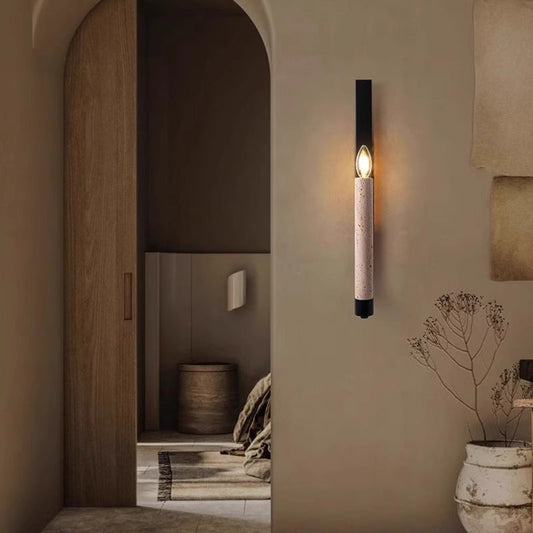 Candle Yellow Travertine Iron 1-Light Wall Sconce Lamp