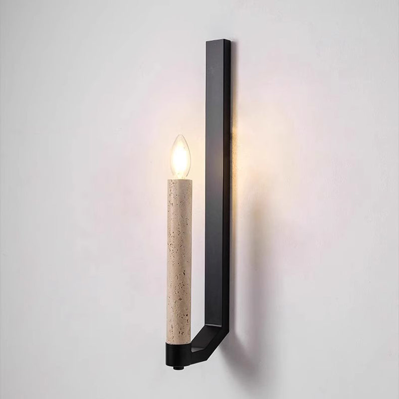 Candle Yellow Travertine Iron 1-Light Wall Sconce Lamp