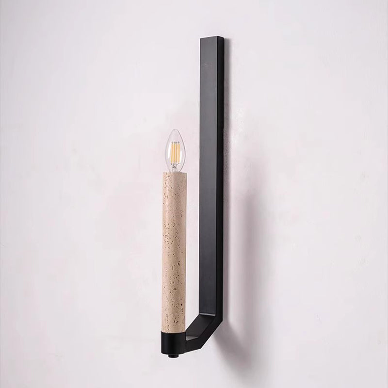 Candle Yellow Travertine Iron 1-Light Wall Sconce Lamp
