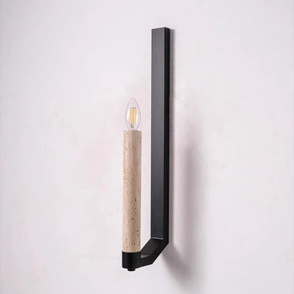 Candle Yellow Travertine Iron 1-Light Wall Sconce Lamp