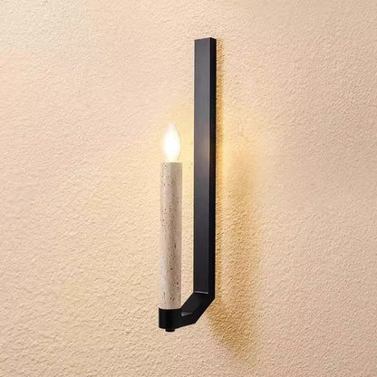 Candle Yellow Travertine Iron 1-Light Wall Sconce Lamp