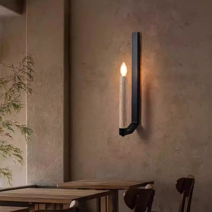 Candle Yellow Travertine Iron 1-Light Wall Sconce Lamp