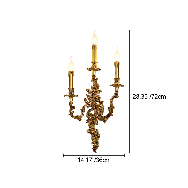 European Candle Copper 2/3 Light Wall Sconce Lamp