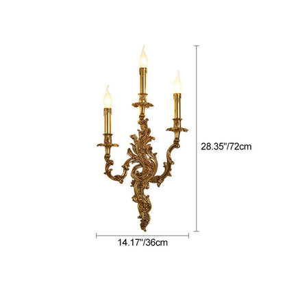 European Candle Copper 2/3 Light Wall Sconce Lamp