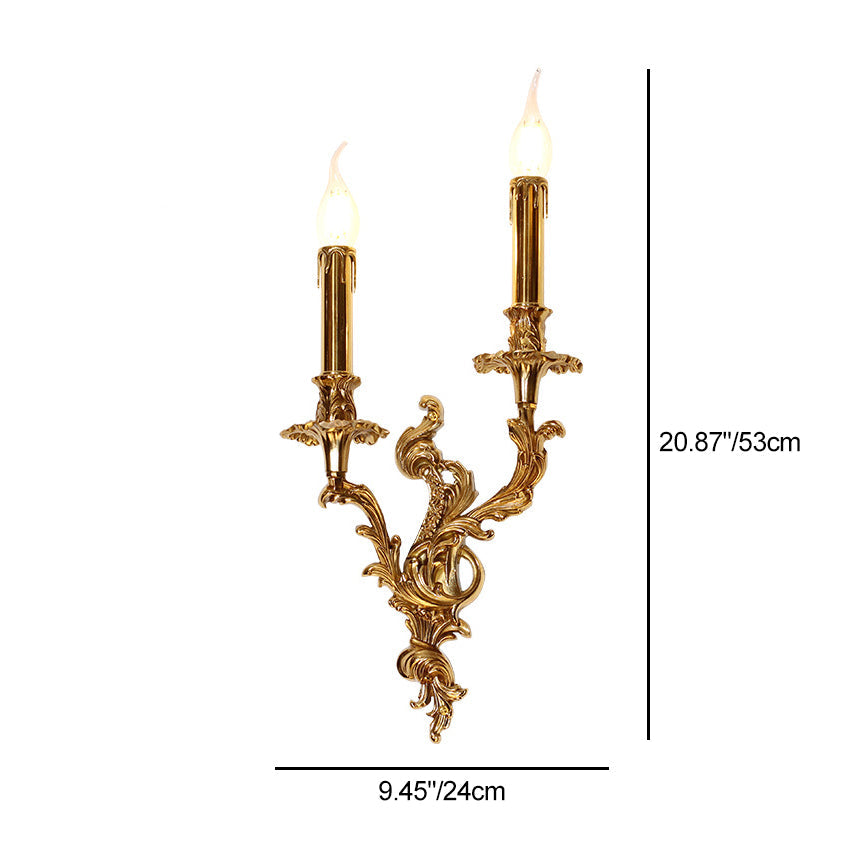 European Candle Copper 2/3 Light Wall Sconce Lamp