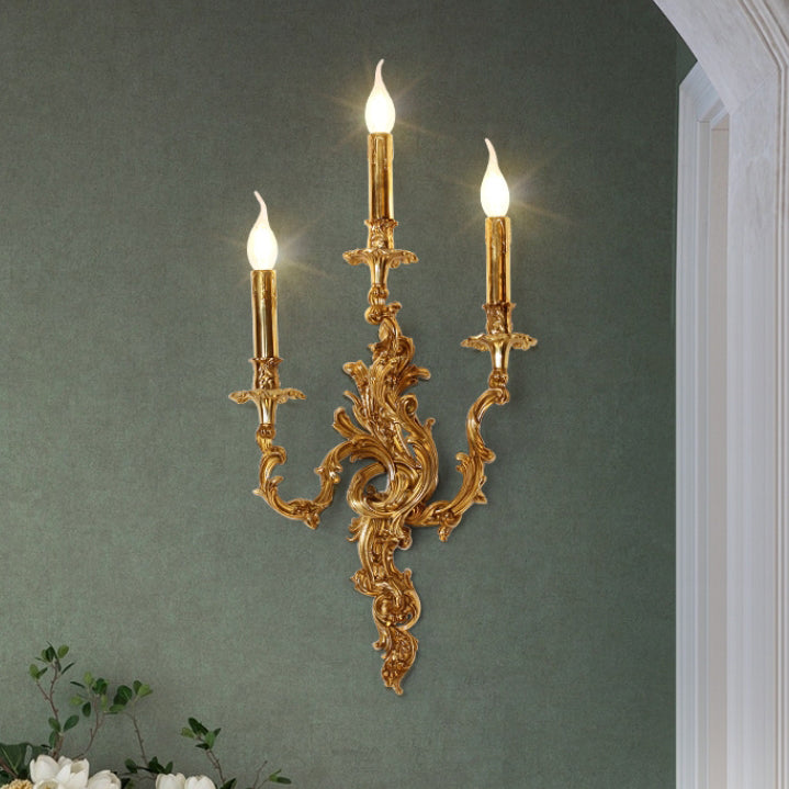 European Candle Copper 2/3 Light Wall Sconce Lamp
