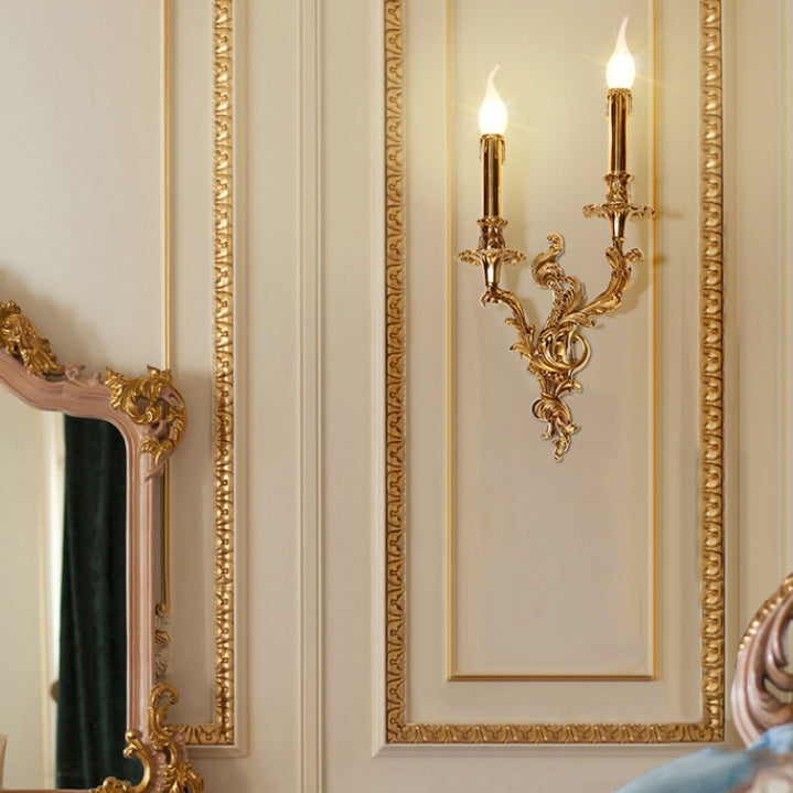 European Candle Copper 2/3 Light Wall Sconce Lamp