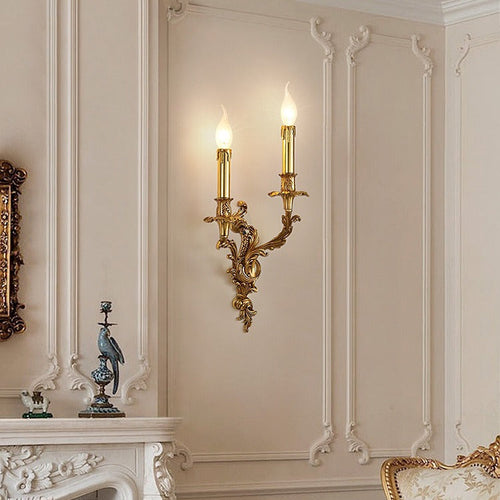 European Candle Copper 2/3 Light Wall Sconce Lamp