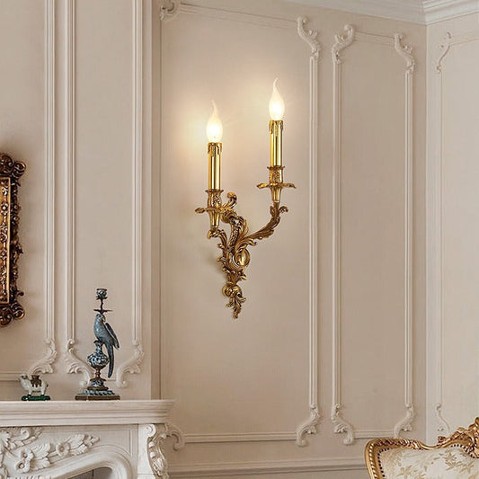 European Candle Copper 2/3 Light Wall Sconce Lamp