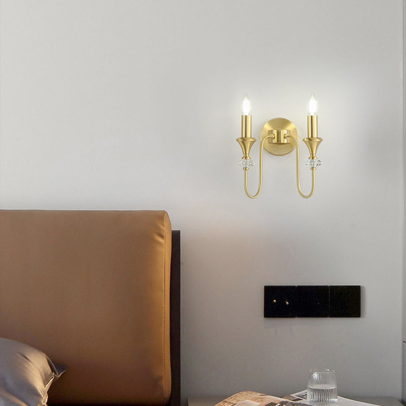 Modern Luxury Candle Copper 1/2/3 Light Wall Sconce Lamp