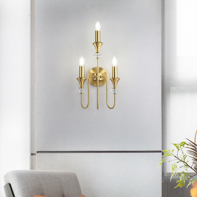 Modern Luxury Candle Copper 1/2/3 Light Wall Sconce Lamp