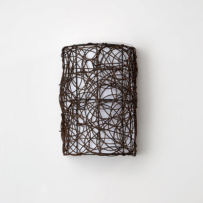 Traditional Rectangular Rattan PVC 1-Light Wall Sconce Lamp