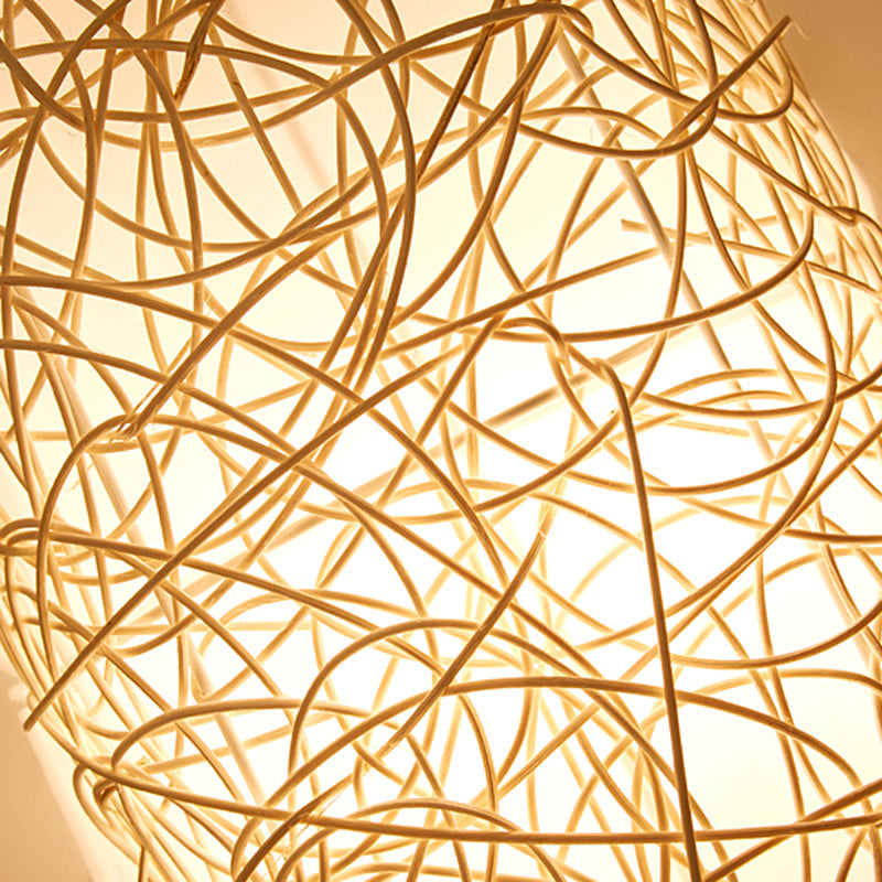 Traditional Rectangular Rattan PVC 1-Light Wall Sconce Lamp