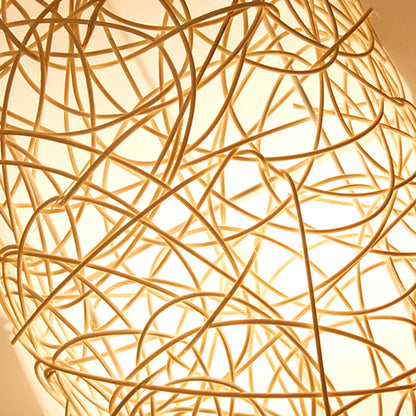 Traditional Rectangular Rattan PVC 1-Light Wall Sconce Lamp